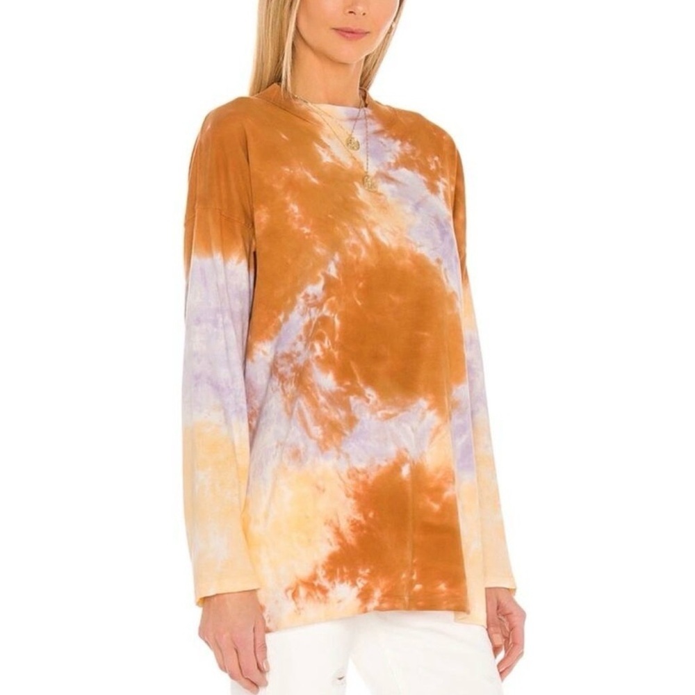 Free People - We The Free Be Free Colorful Tie Dye Crewneck Long Sleeve Top Sm